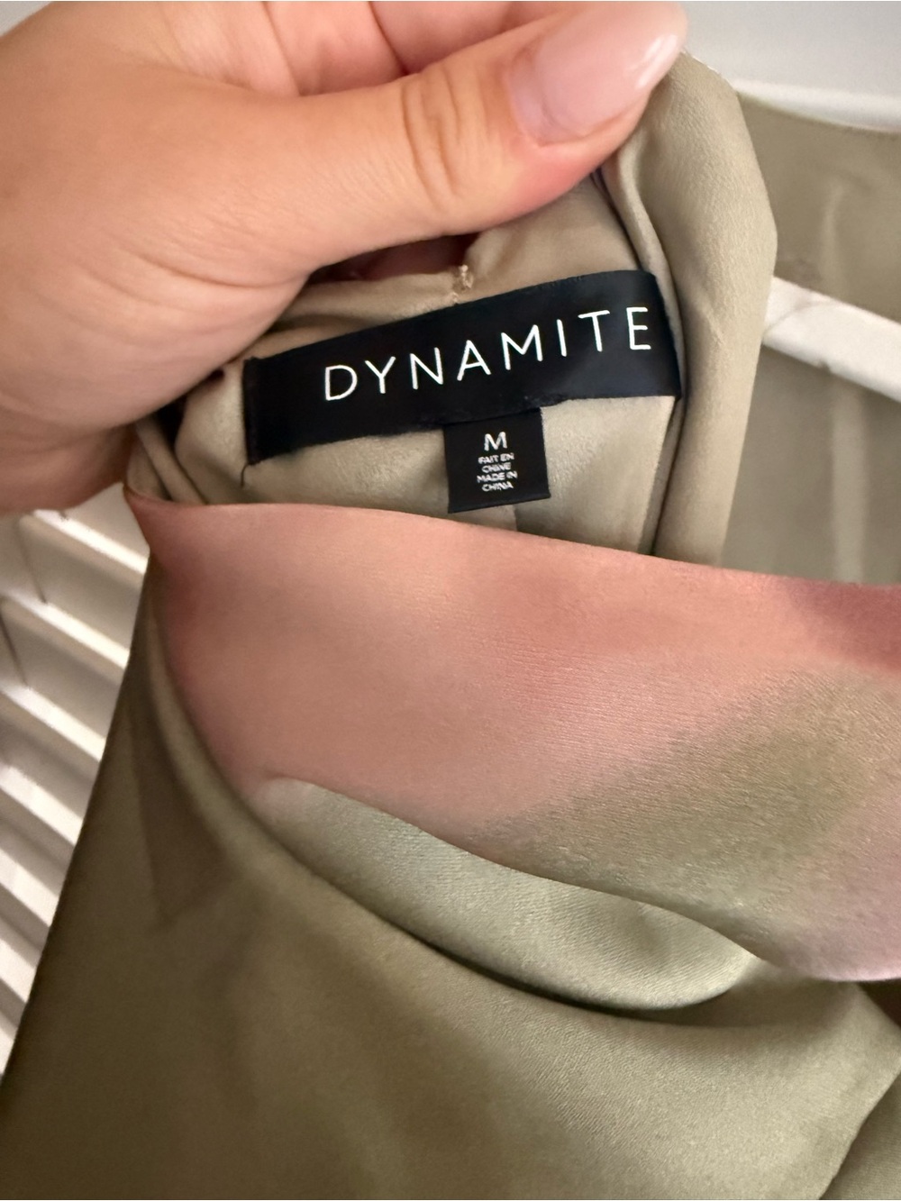 Dynamite Olive Green Slip Dress with Pink Floral Print - Picture 5 of 5